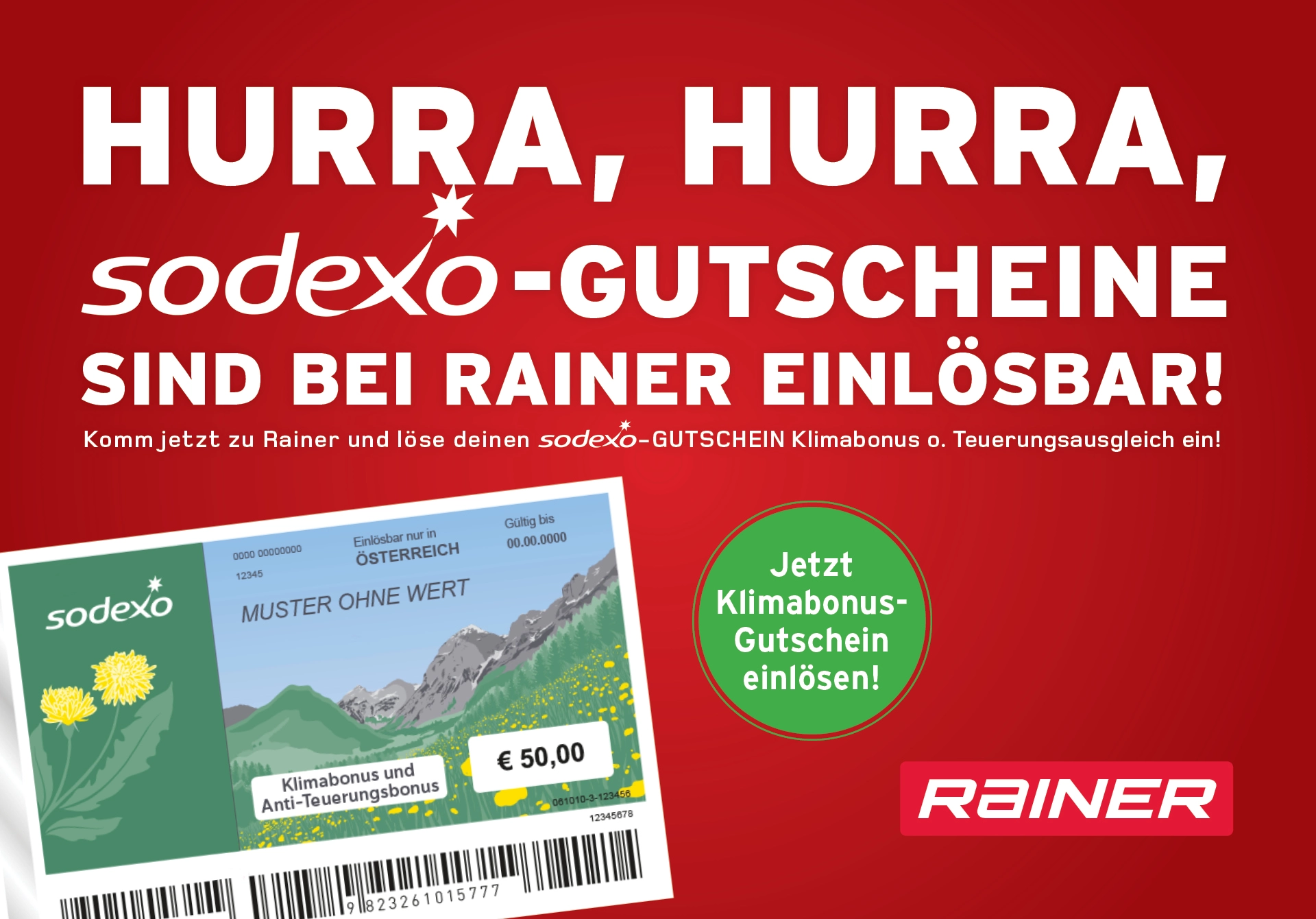 Sodexo Klimabonus bei Rainer einlösen Rainer KFZ